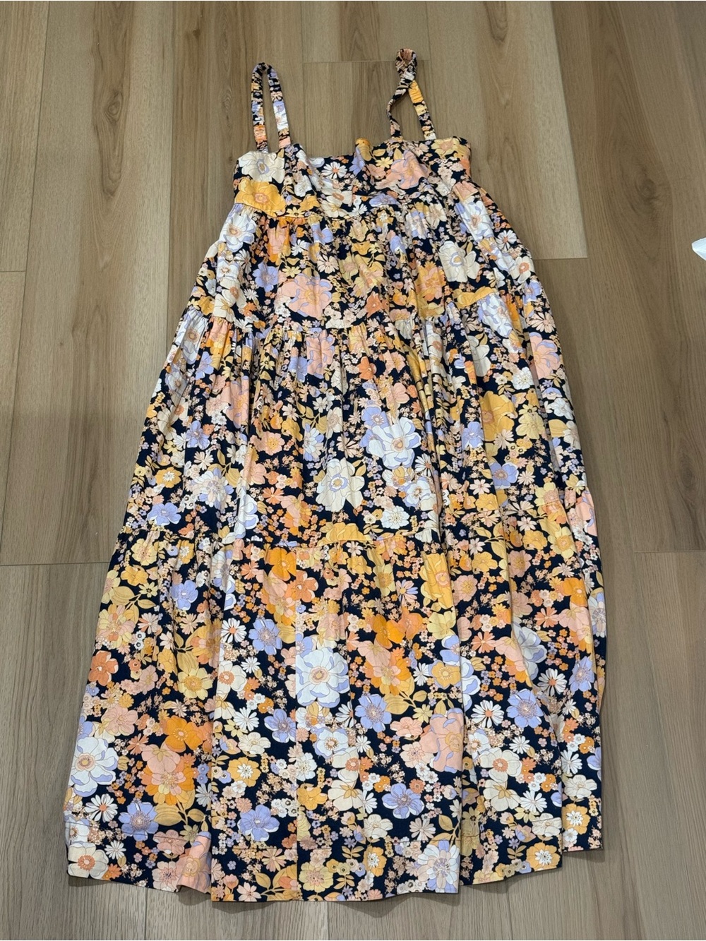 Free People Park Slope Floral Maxi Dress Dark Combo Size Small Oversized - Picture 5 of 9